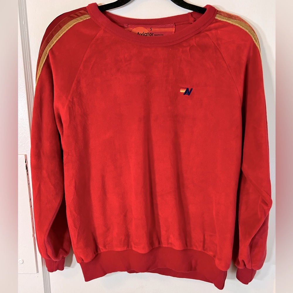 Aviator Nation Velvet Red Sweatshirt size small